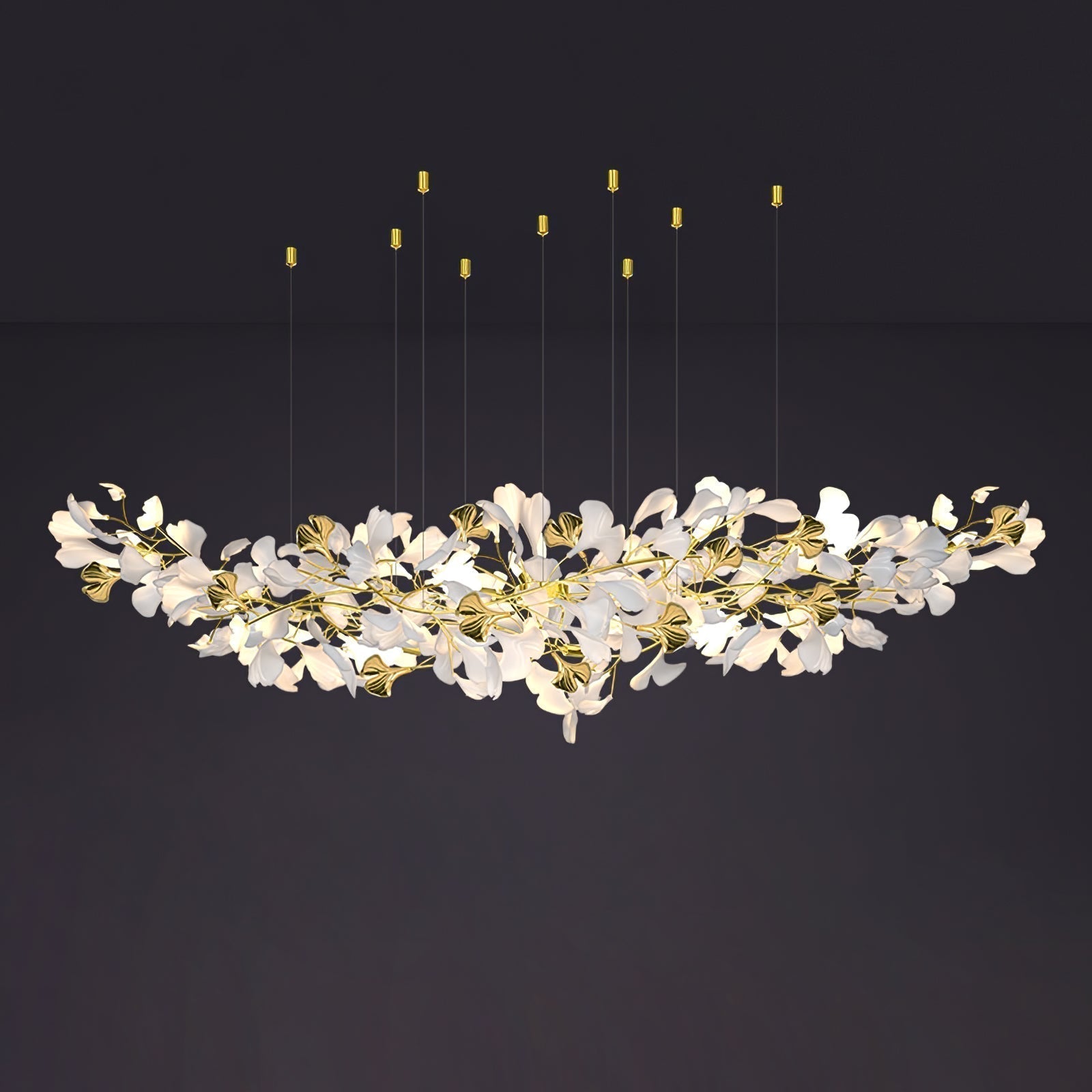 Olivia Chandelier Céramique Gingko Luxe Escalier d'Hôtel - Neutralighting