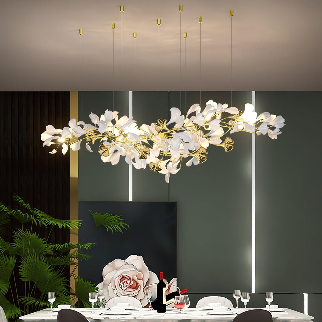 Olivia Chandelier Céramique Gingko Luxe Escalier d'Hôtel - Neutralighting