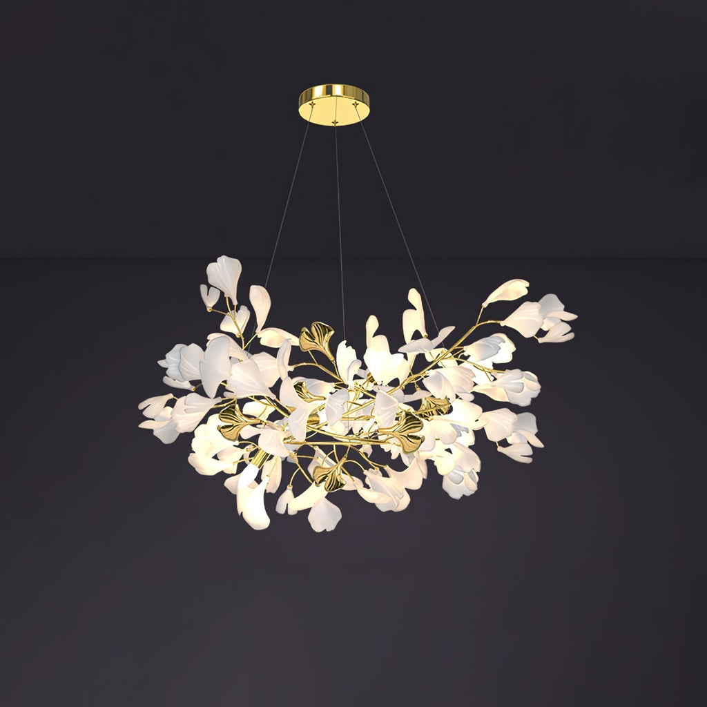 Olivia Chandelier Céramique Gingko Luxe Escalier d'Hôtel - Neutralighting