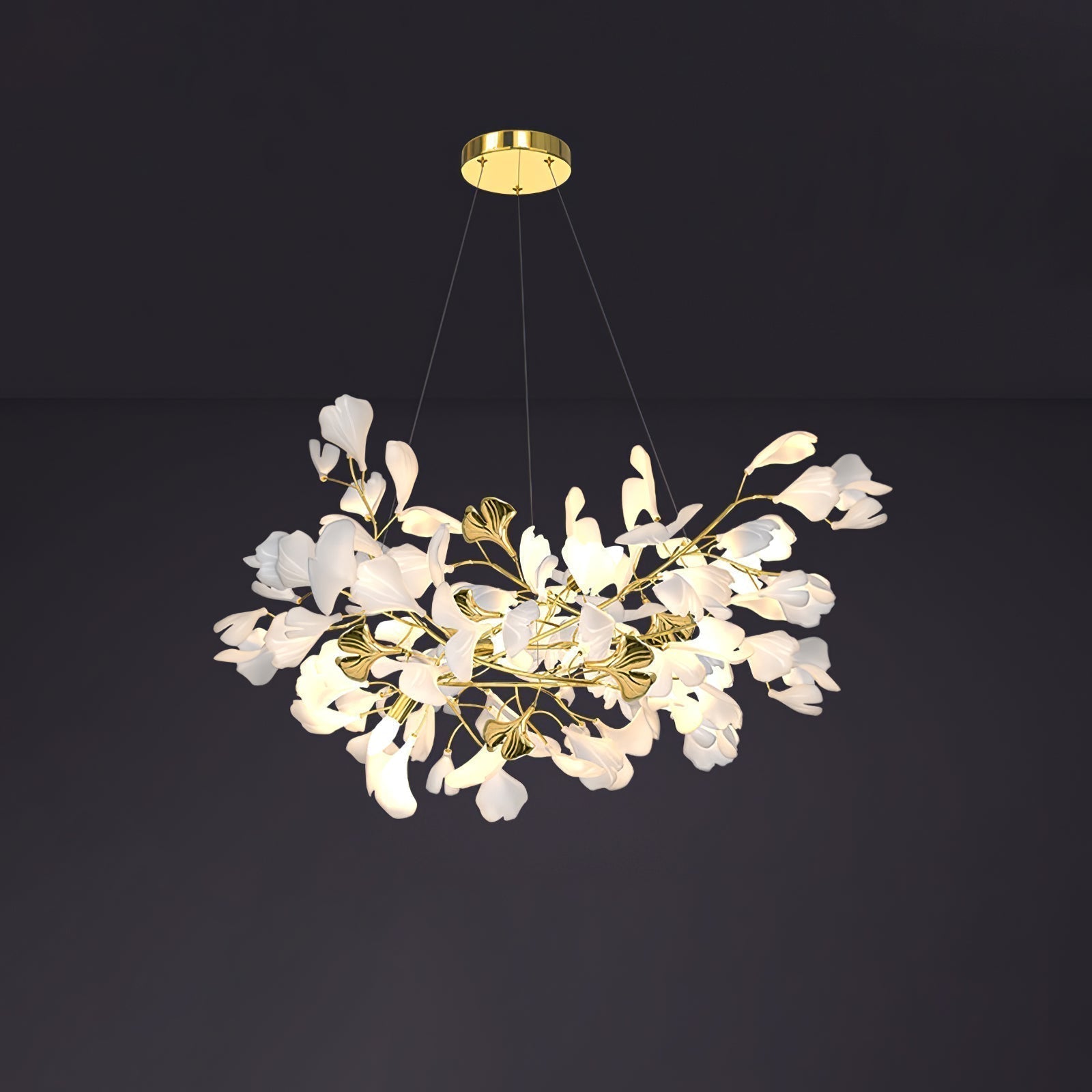 Olivia Chandelier Céramique Gingko Luxe Escalier d'Hôtel - Neutralighting