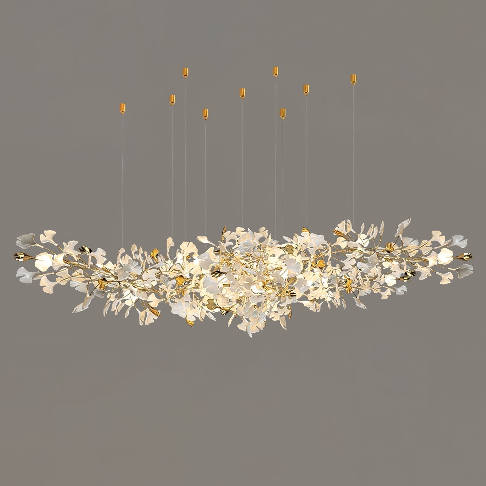 Olivia Chandelier Céramique Gingko Luxe Escalier d'Hôtel - Neutralighting