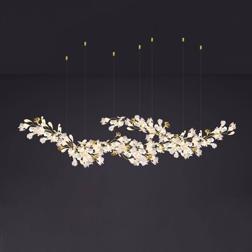 Olivia Chandelier Céramique Gingko Luxe Escalier d'Hôtel - Neutralighting