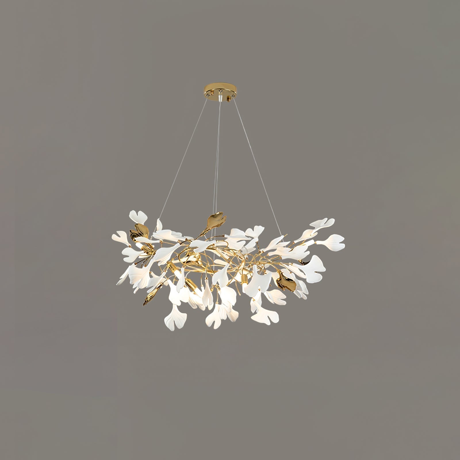 Olivia Chandelier Céramique Gingko Luxe Escalier d'Hôtel - Neutralighting