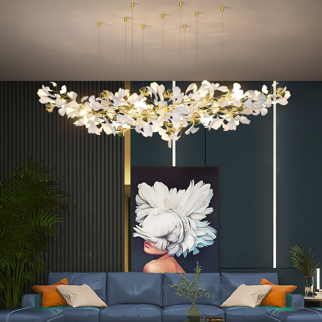 Olivia Chandelier Céramique Gingko Luxe Escalier d'Hôtel - Neutralighting