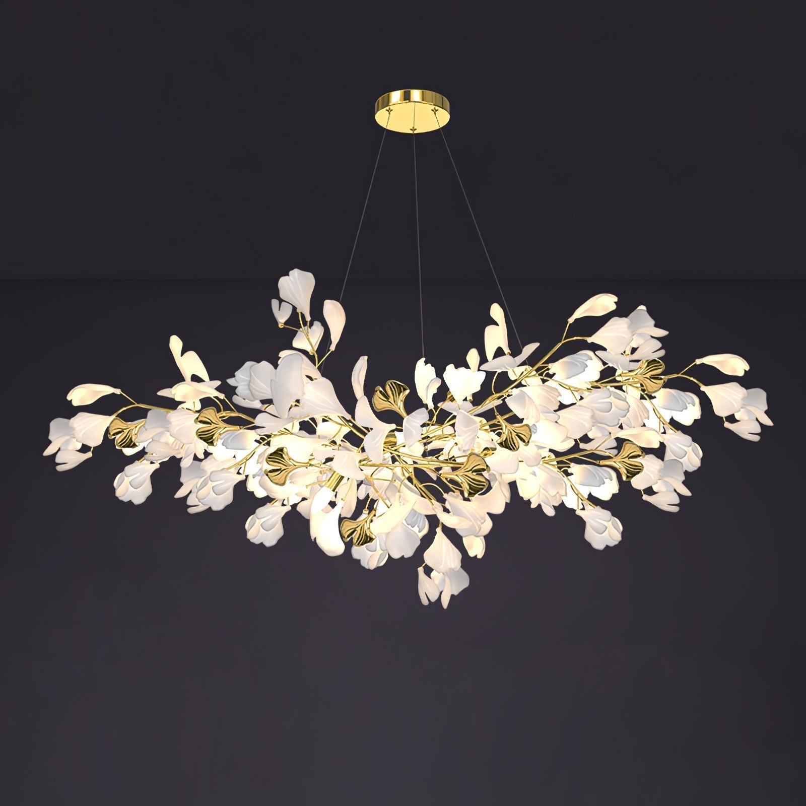 Olivia Chandelier Céramique Gingko Luxe Escalier d'Hôtel - Neutralighting