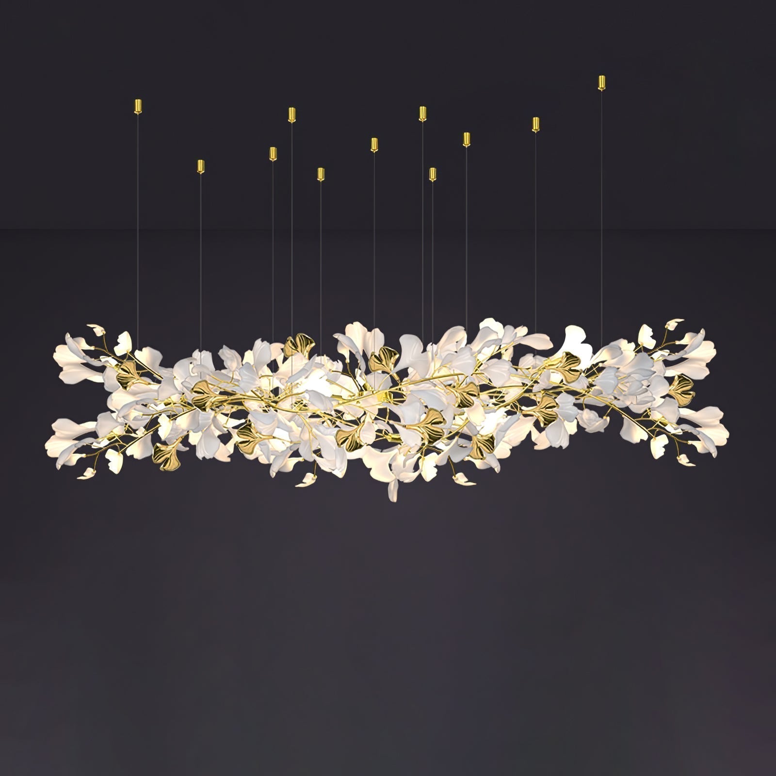 Olivia Chandelier Céramique Gingko Luxe Escalier d'Hôtel - Neutralighting