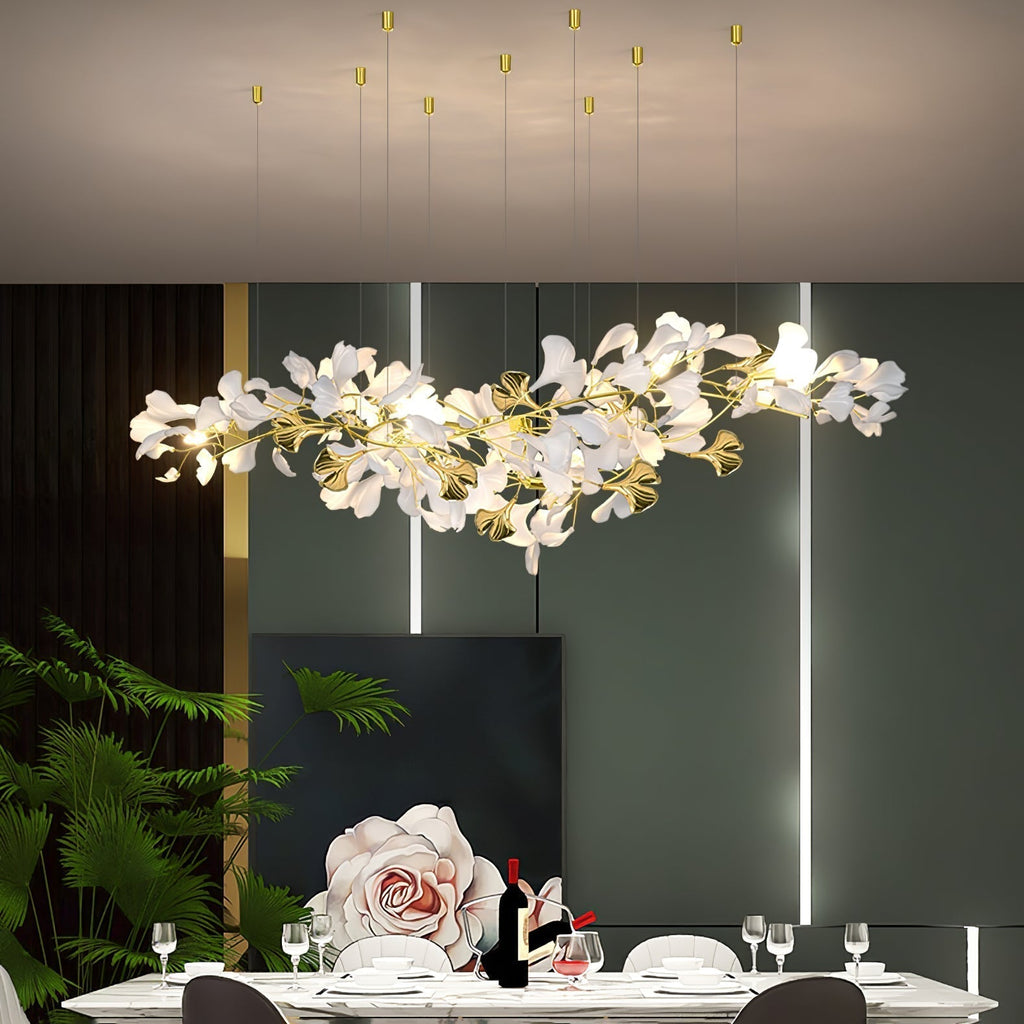 Olivia Chandelier Céramique Gingko Luxe Escalier d'Hôtel - Neutralighting