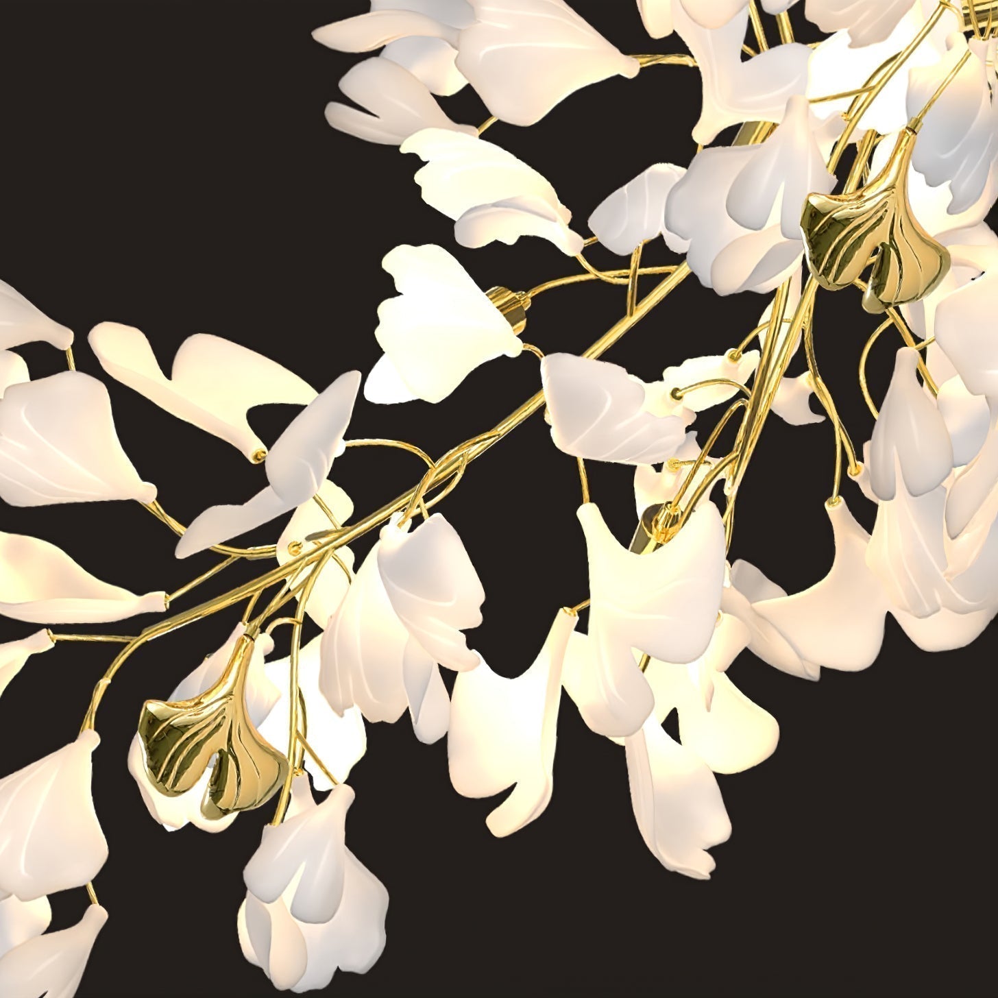 Olivia Chandelier Céramique Gingko Luxe Escalier d'Hôtel - Neutralighting