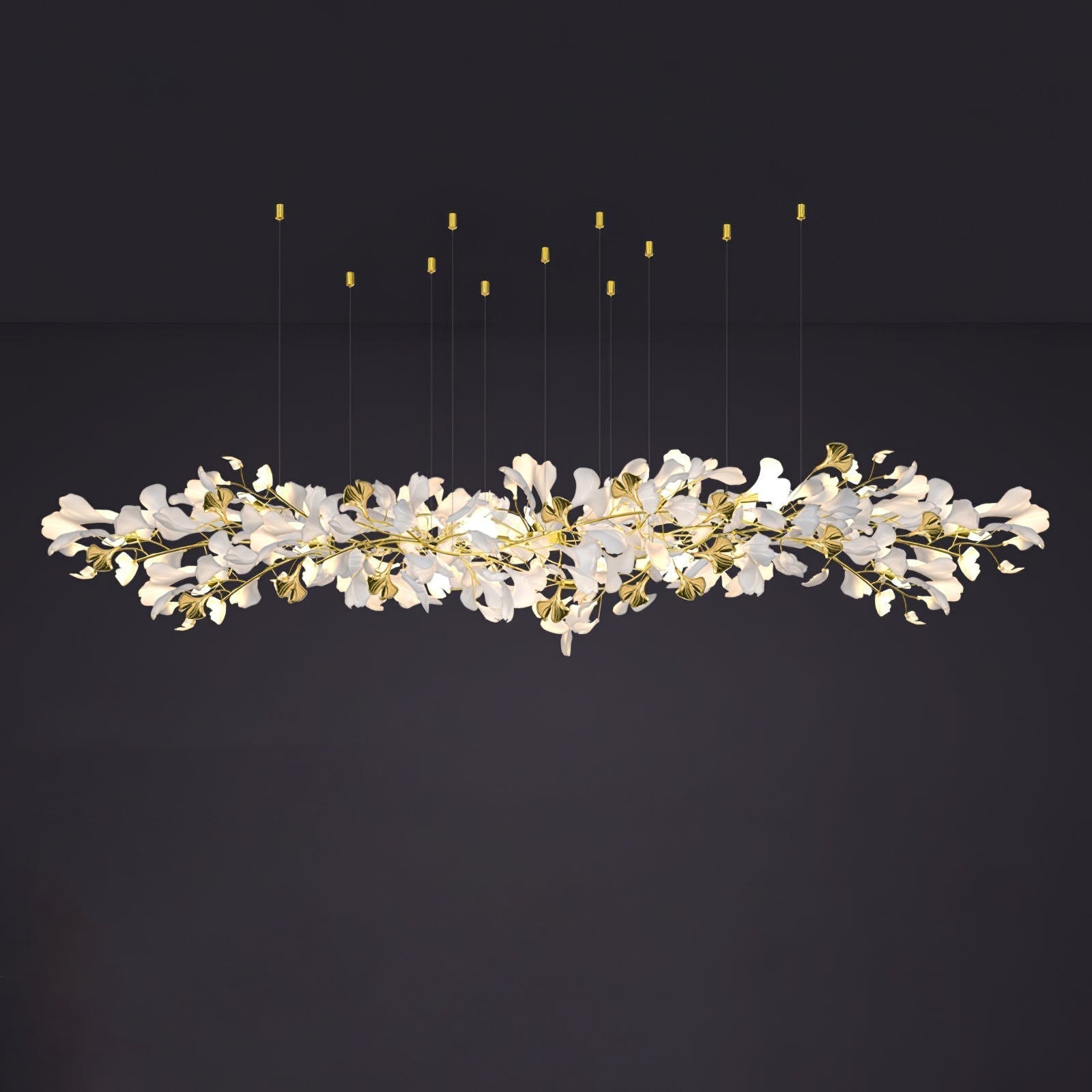 Olivia Chandelier Céramique Gingko Luxe Escalier d'Hôtel - Neutralighting
