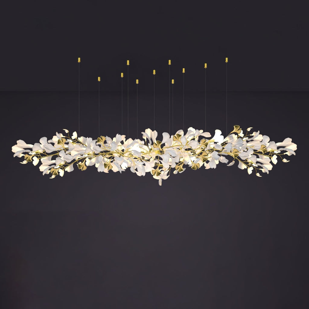 Olivia Chandelier Céramique Gingko Luxe Escalier d'Hôtel - Neutralighting