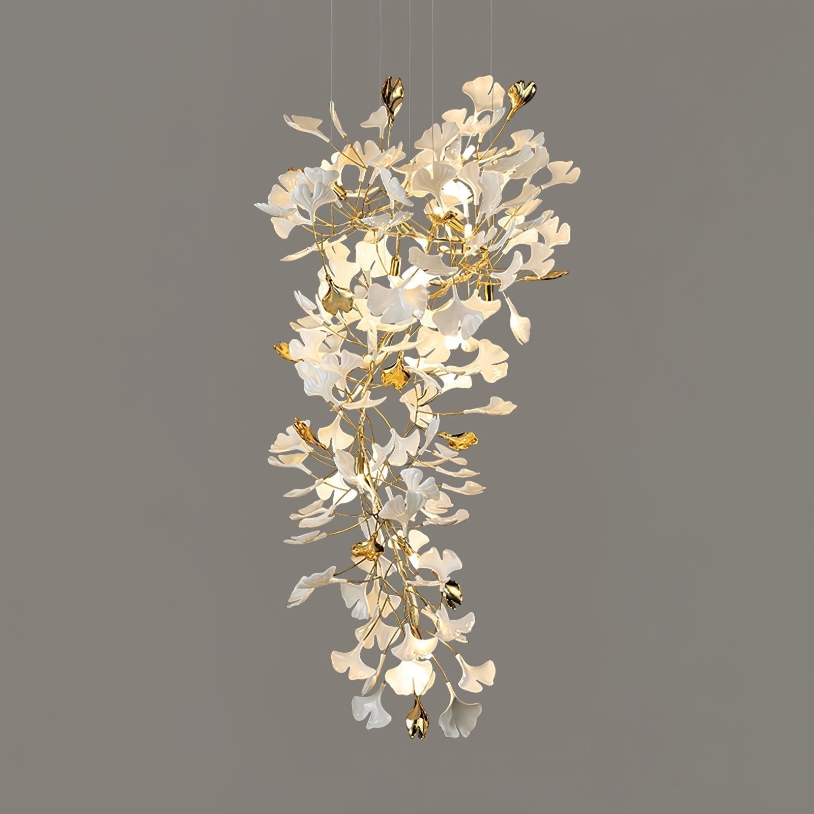 Olivia Chandelier Céramique Gingko Luxe Escalier d'Hôtel - Neutralighting