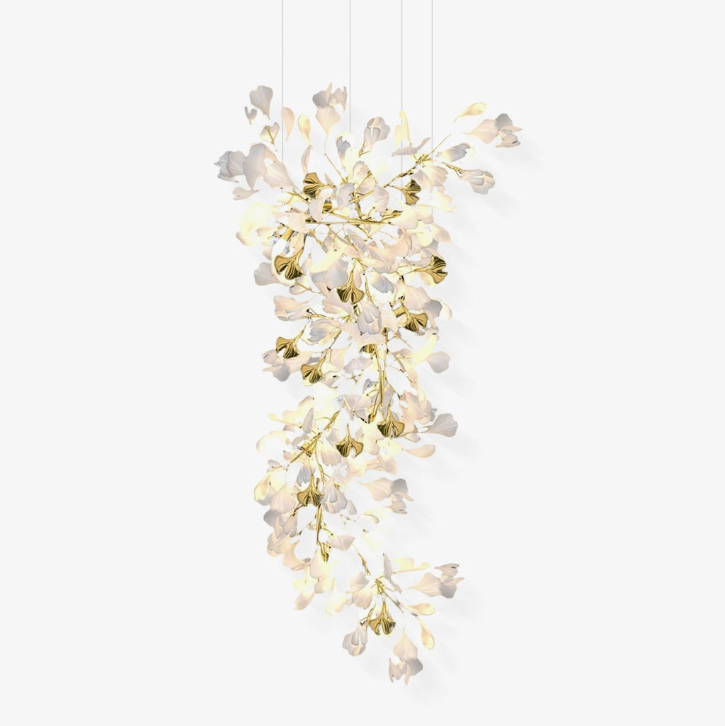 Olivia Chandelier Céramique Gingko Luxe Escalier d'Hôtel - Neutralighting