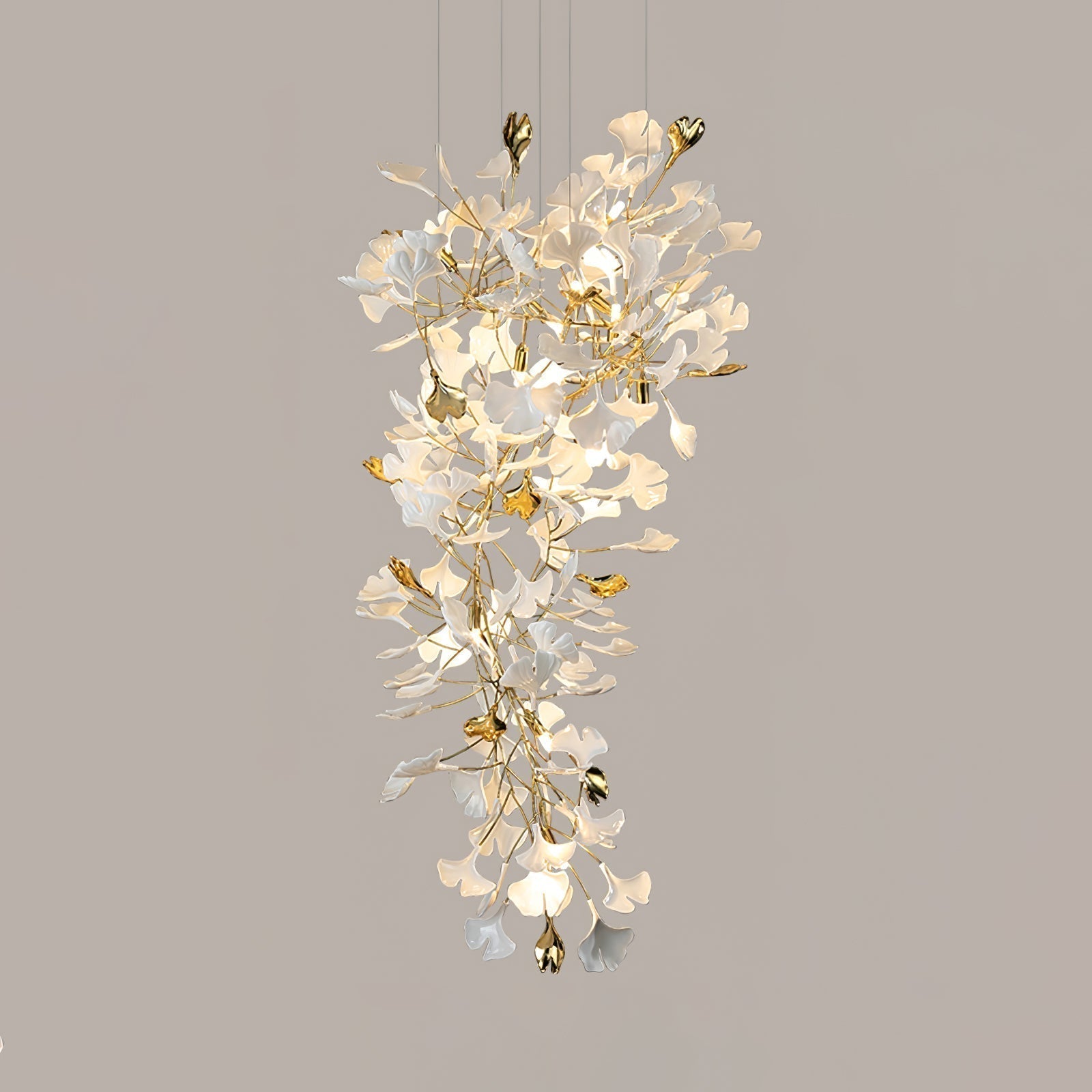 Olivia Chandelier Céramique Gingko Luxe Escalier d'Hôtel - Neutralighting