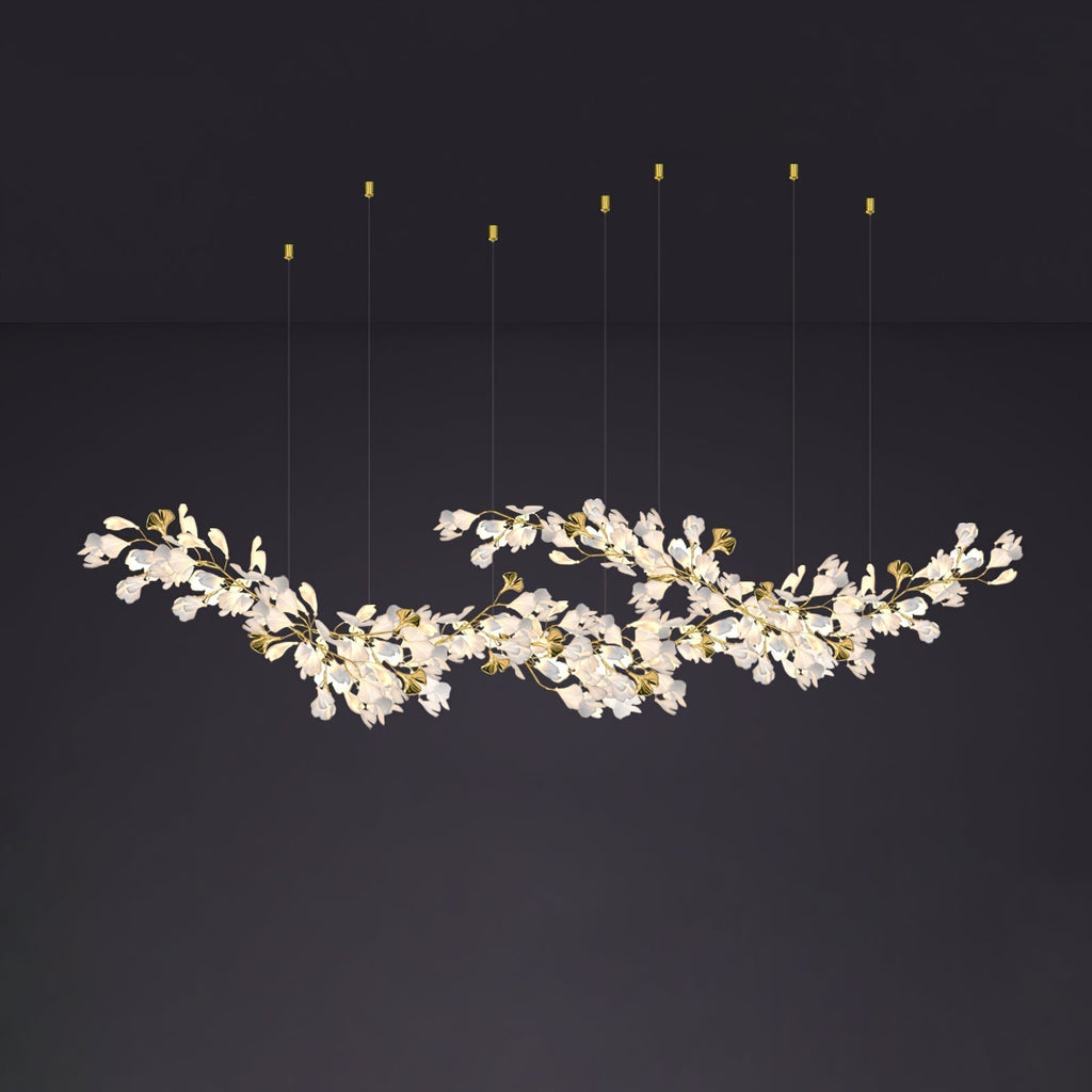 Olivia Chandelier Céramique Gingko Luxe Escalier d'Hôtel - Neutralighting