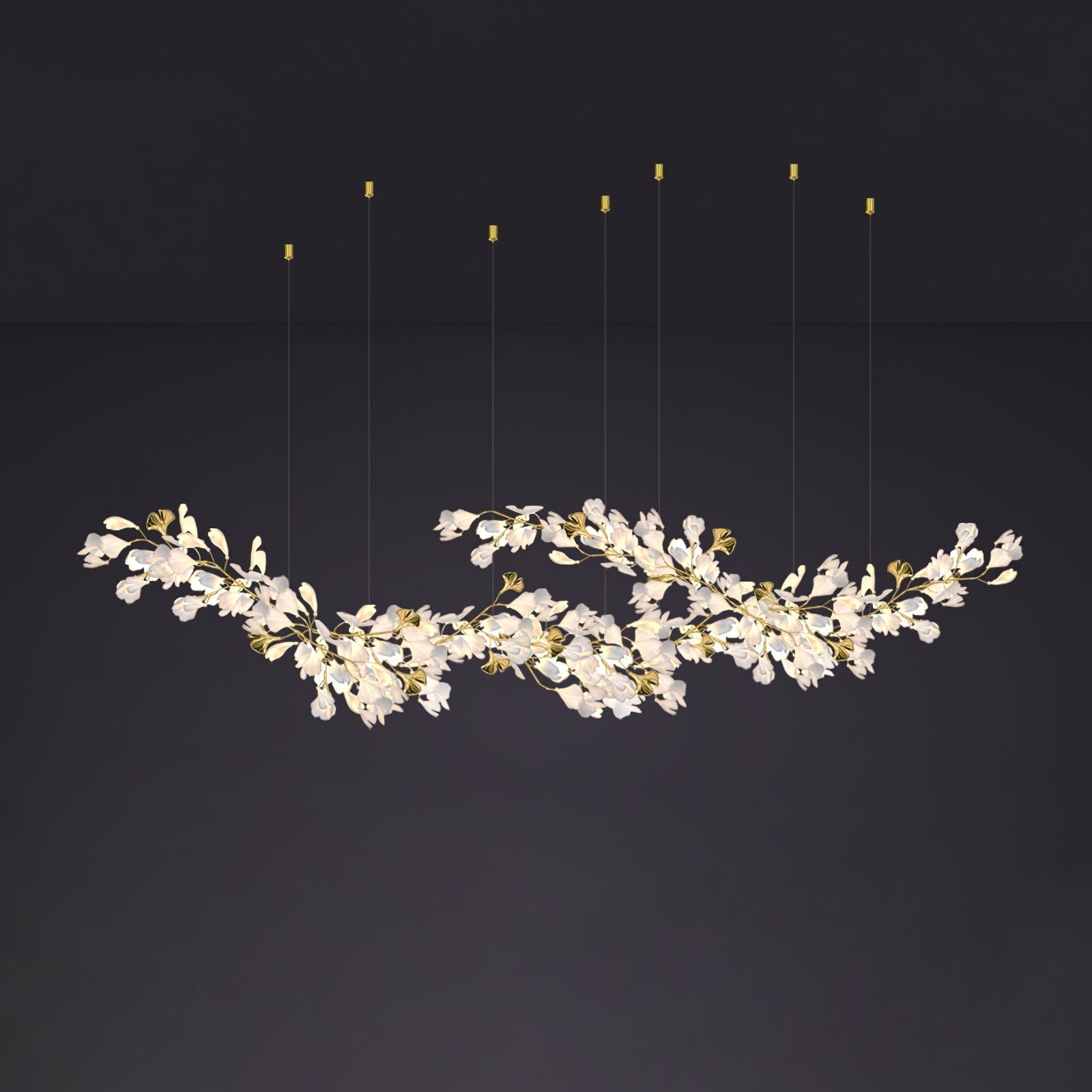 Olivia Chandelier Céramique Gingko Luxe Escalier d'Hôtel - Neutralighting