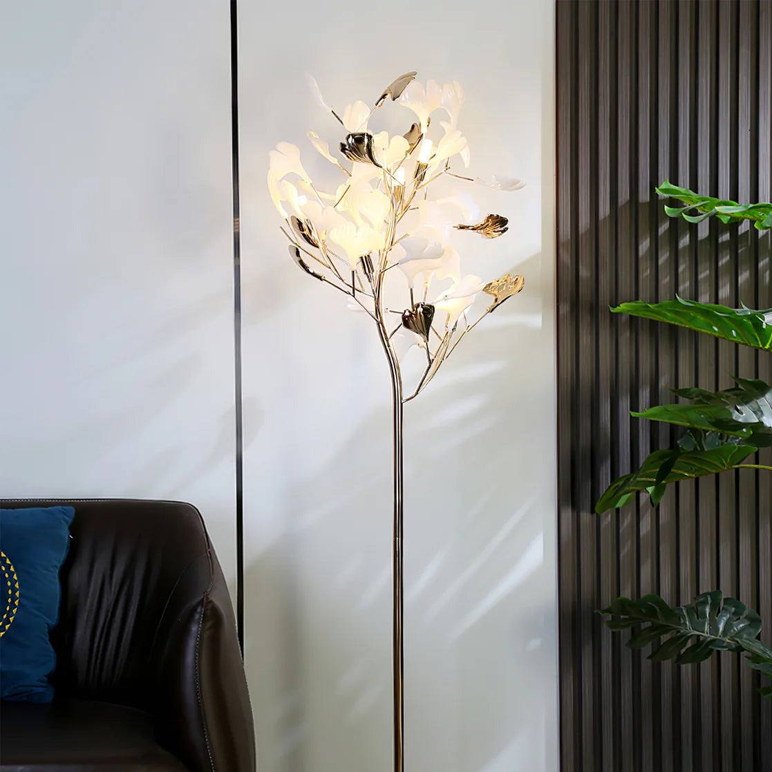Ella Lampadaire en Céramique avec Feuilles de Ginkgo - Neutralighting