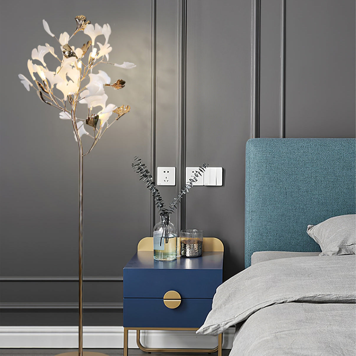 Ella Lampadaire en Céramique avec Feuilles de Ginkgo - Neutralighting