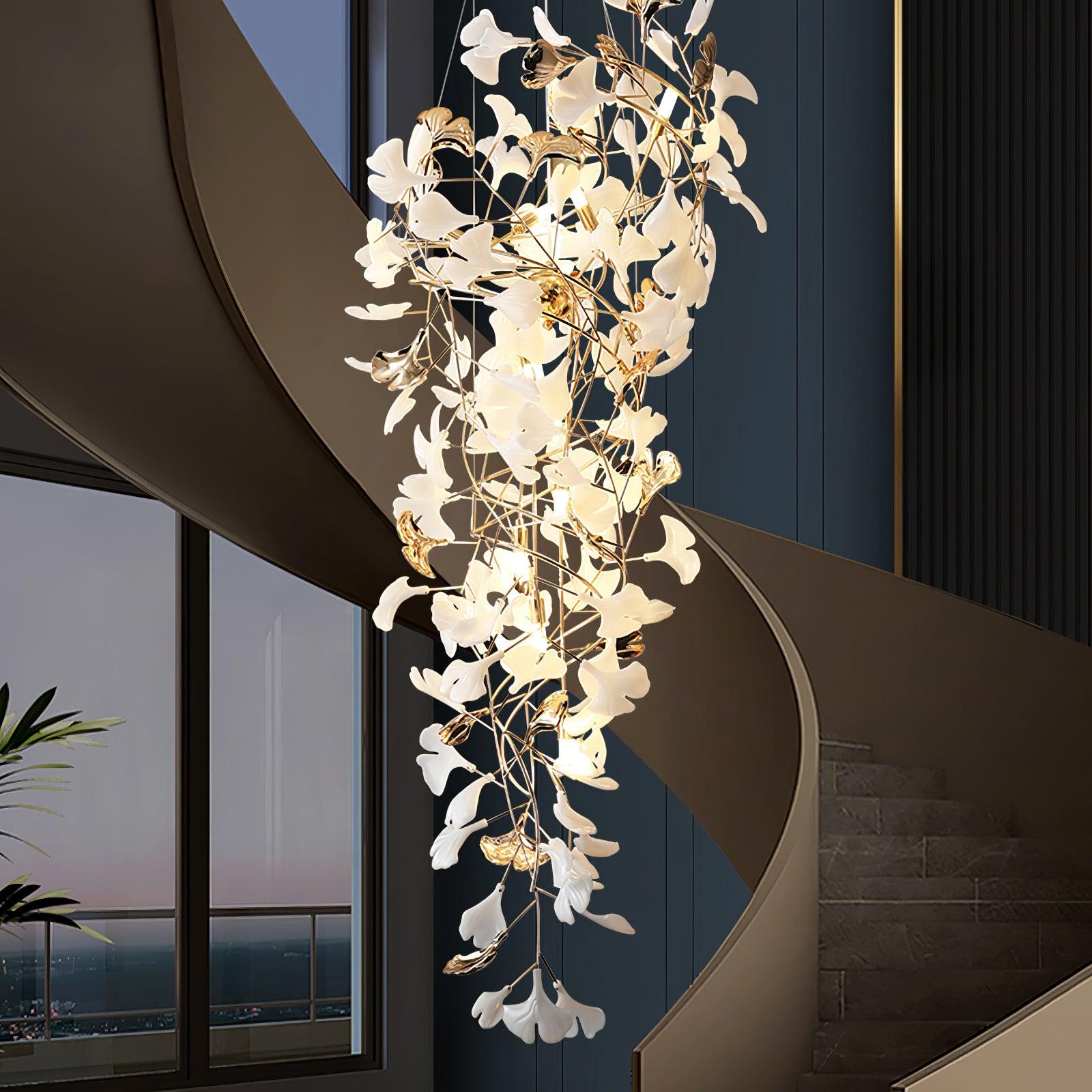 Olivia Céramique Gingko Cascadant Lustre - Neutralighting