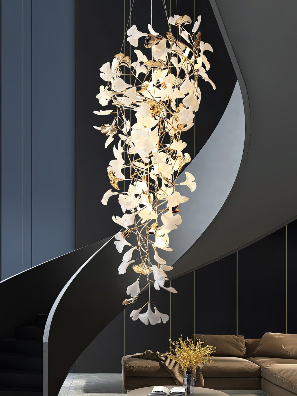 Olivia Céramique Gingko Cascadant Lustre - Neutralighting