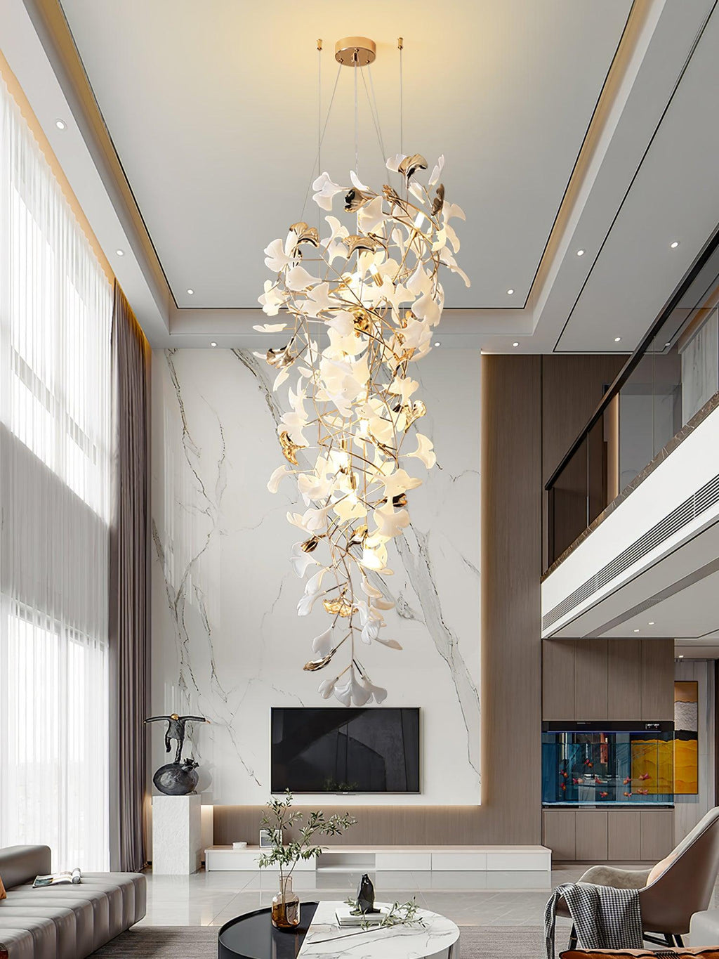 Olivia Céramique Gingko Cascadant Lustre - Neutralighting