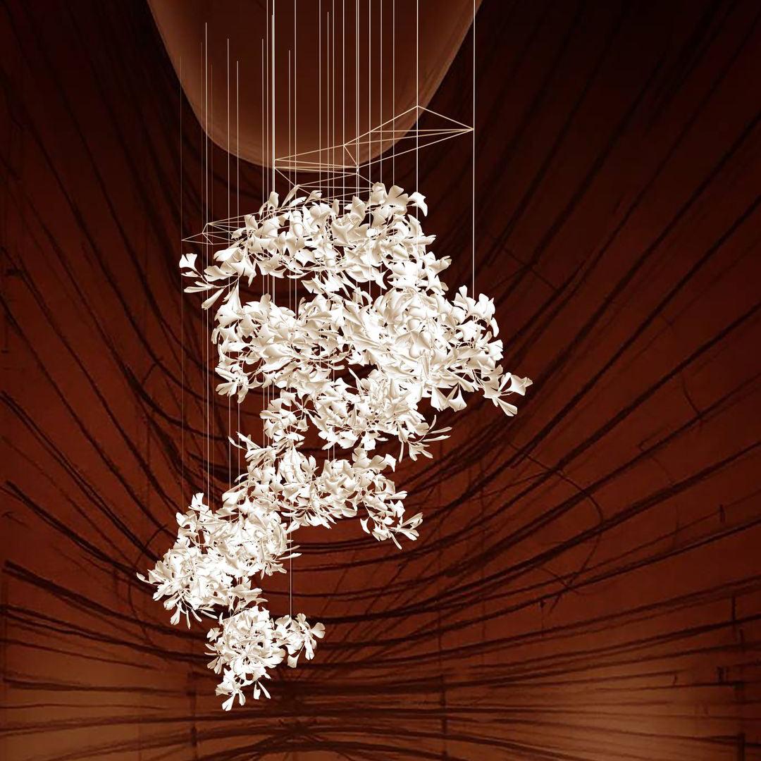 Ginkgo Lustre Rameau de Feuilles Organique Sculptural - Neutralighting