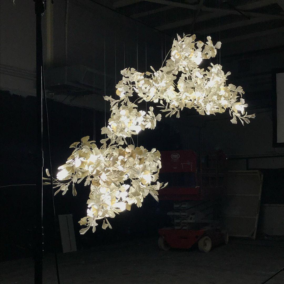 Ginkgo Lustre Rameau de Feuilles Organique Sculptural - Neutralighting