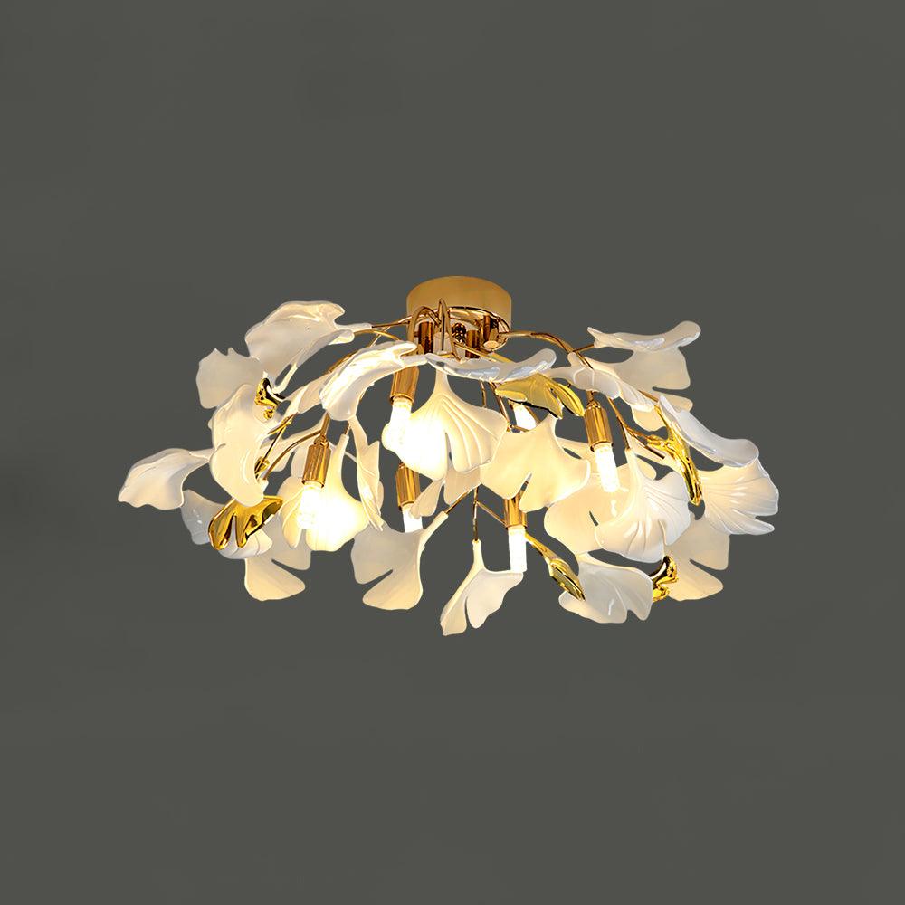 Ginkgo Plafonnier en Verre avec Finition Dorée - Neutralighting