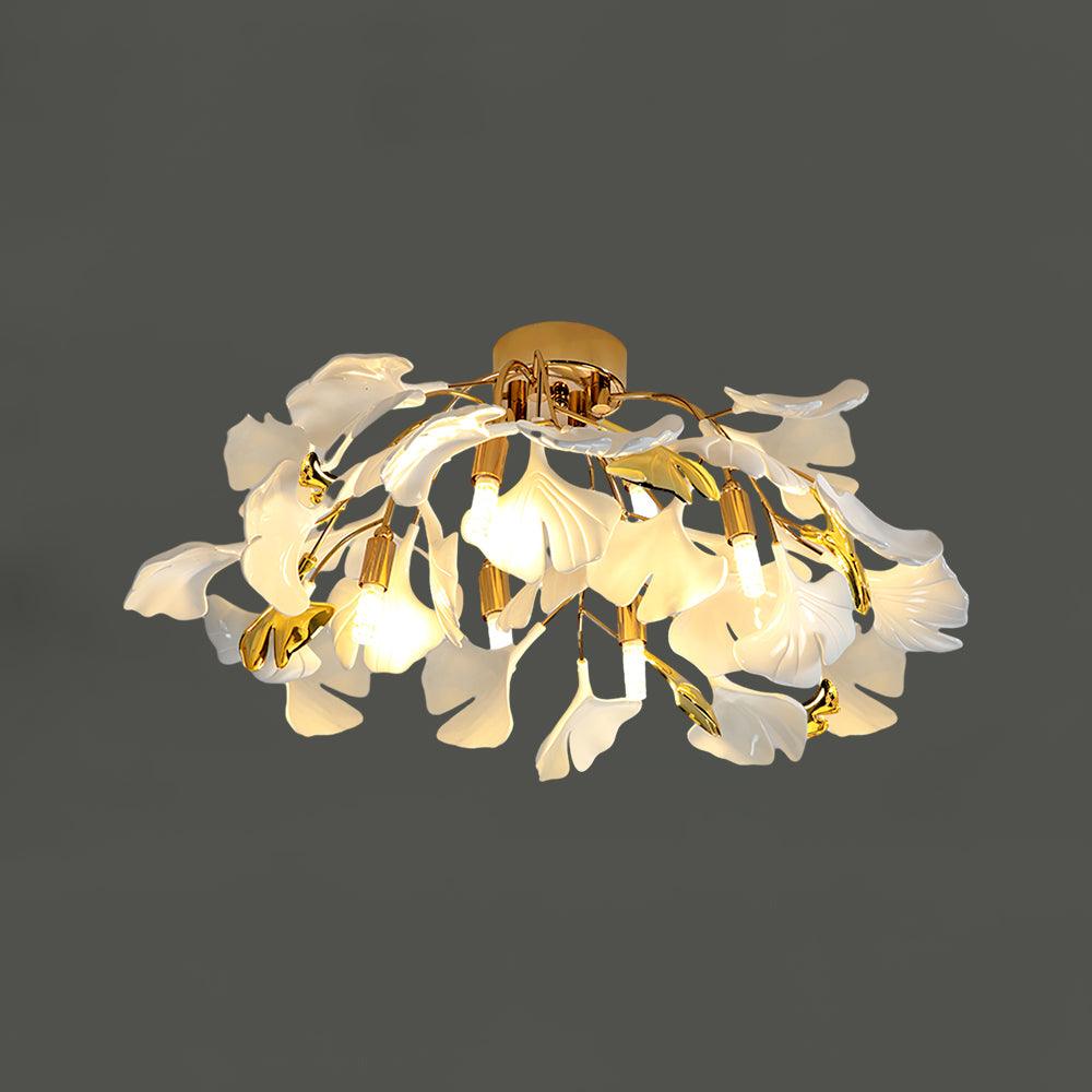 Ginkgo Plafonnier en Verre avec Finition Dorée - Neutralighting