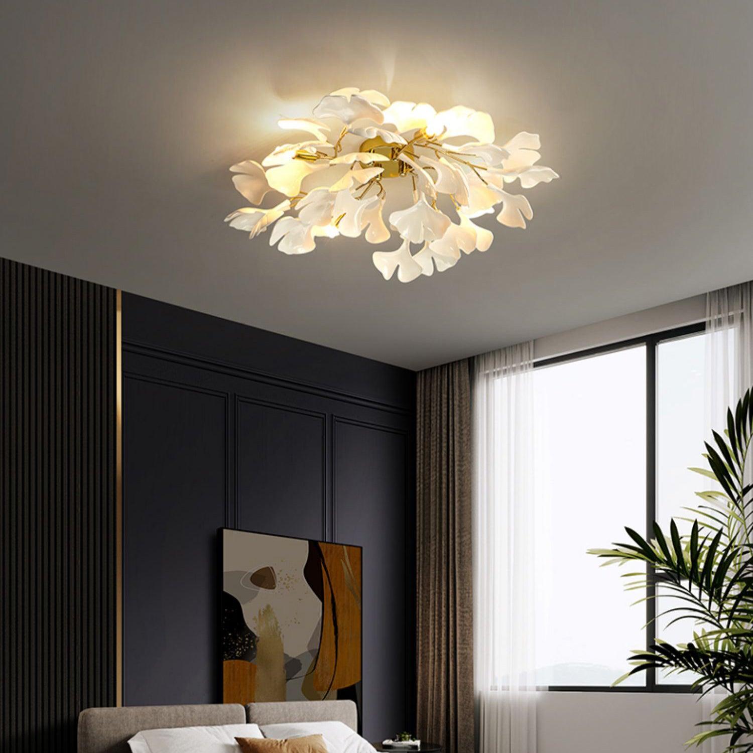 Ginkgo Plafonnier en Verre avec Finition Dorée - Neutralighting