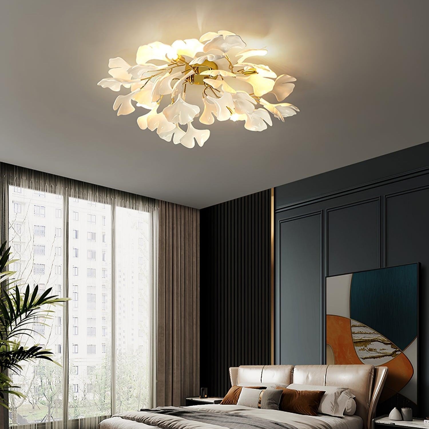 Ginkgo Plafonnier en Verre avec Finition Dorée - Neutralighting
