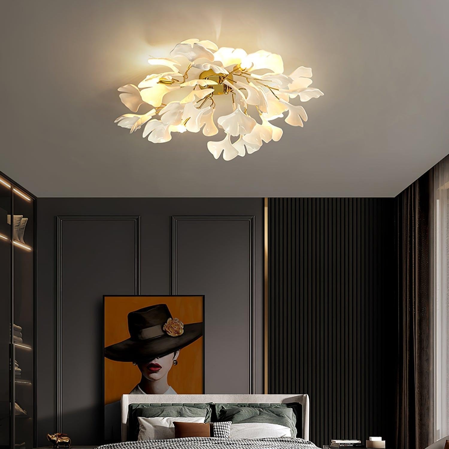 Ginkgo Plafonnier en Verre avec Finition Dorée - Neutralighting