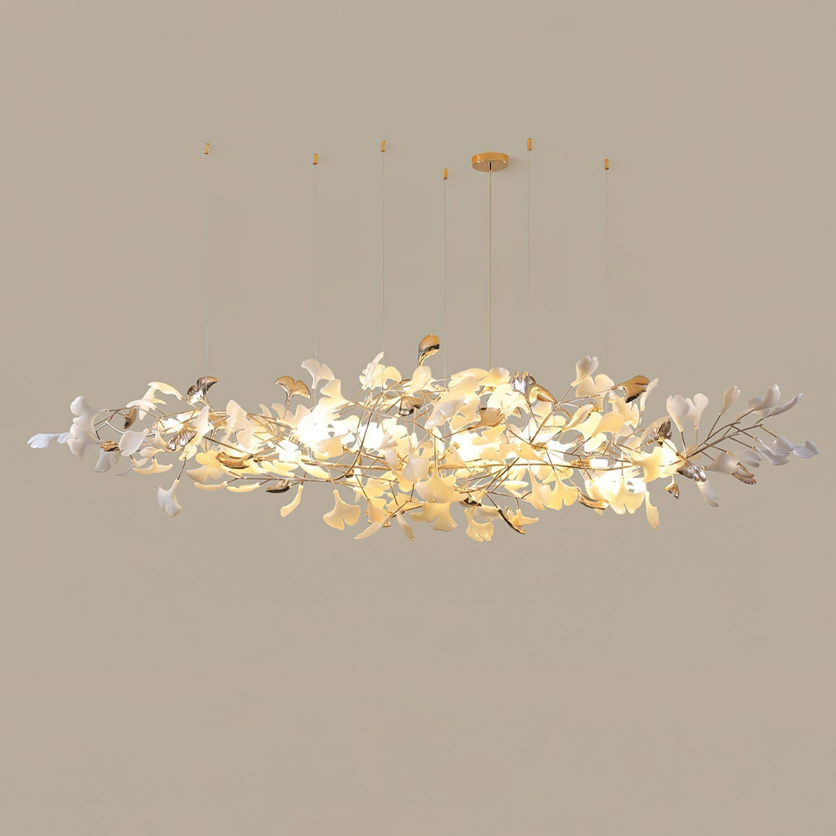 Unoryra Chandelier Postmoderne Céramique Nuage Ginkgo - Neutralighting