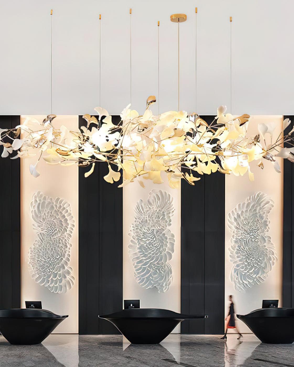 Unoryra Chandelier Postmoderne Céramique Nuage Ginkgo - Neutralighting