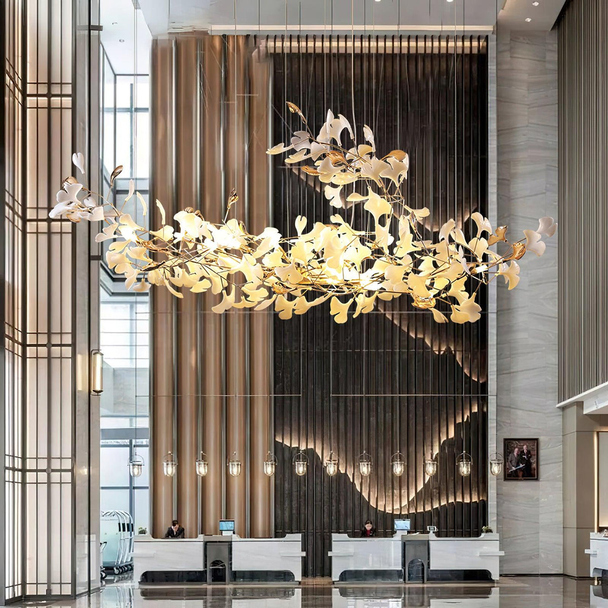 Unoryra Chandelier Postmoderne Céramique Nuage Ginkgo - Neutralighting