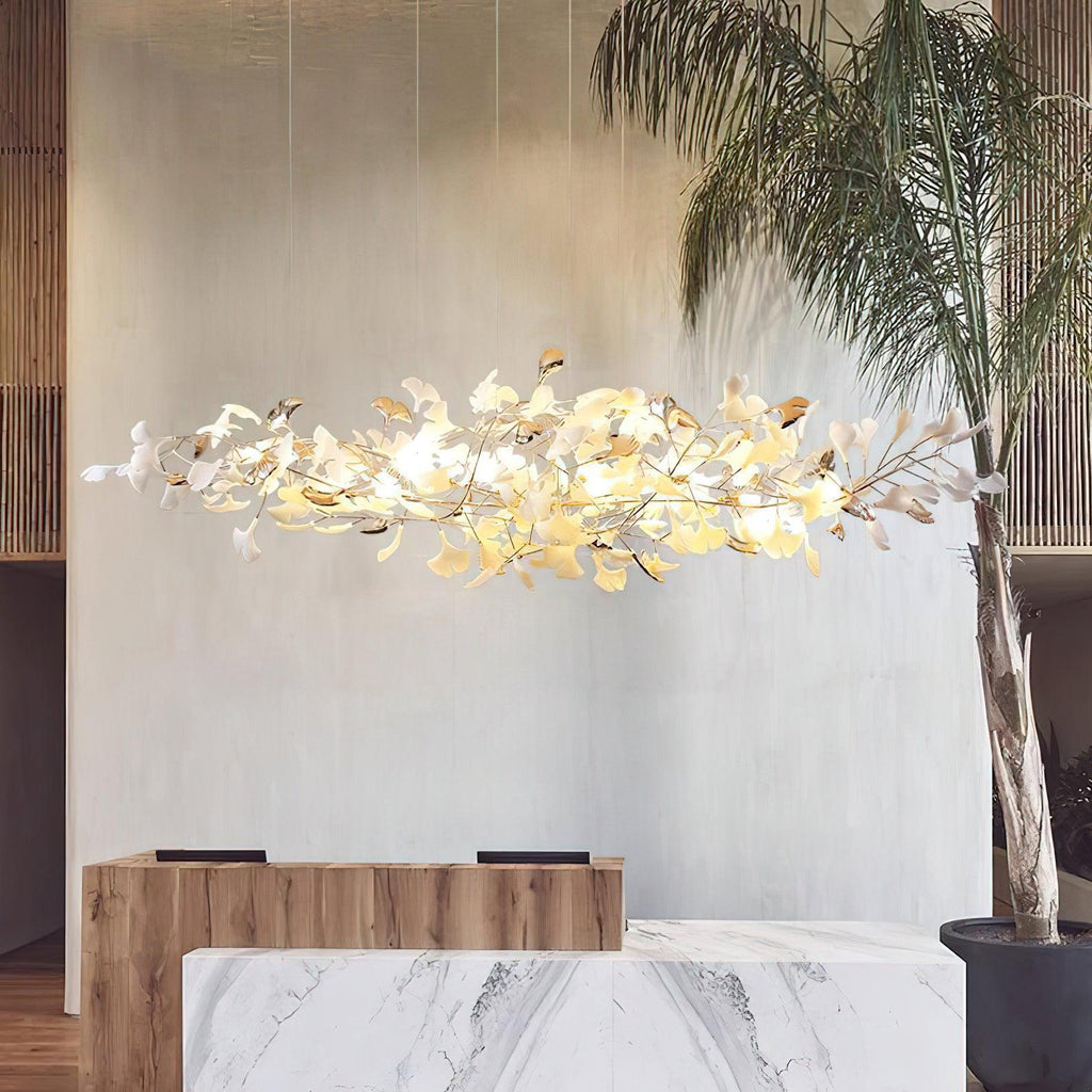 Unoryra Chandelier Postmoderne Céramique Nuage Ginkgo - Neutralighting