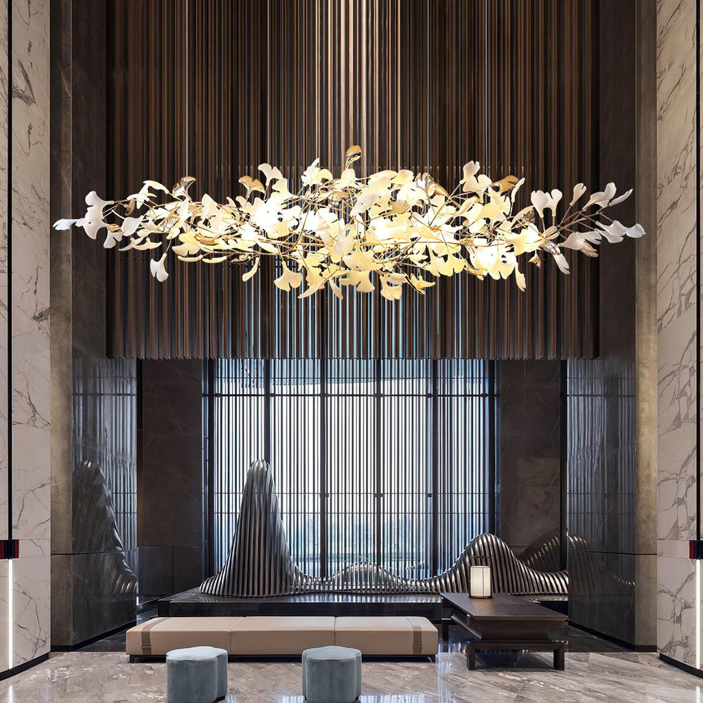 Unoryra Chandelier Postmoderne Céramique Nuage Ginkgo - Neutralighting