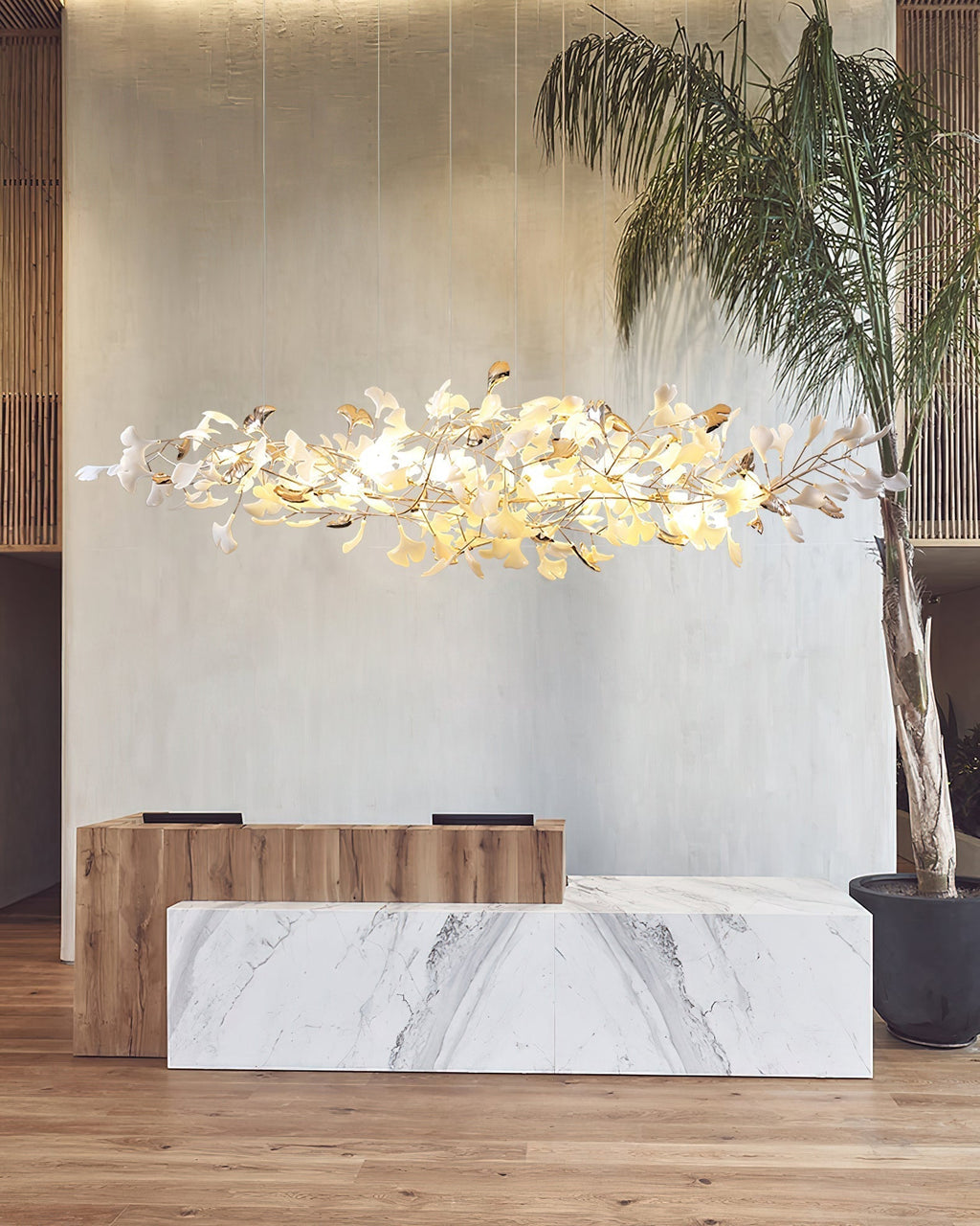 Unoryra Chandelier Postmoderne Céramique Nuage Ginkgo - Neutralighting