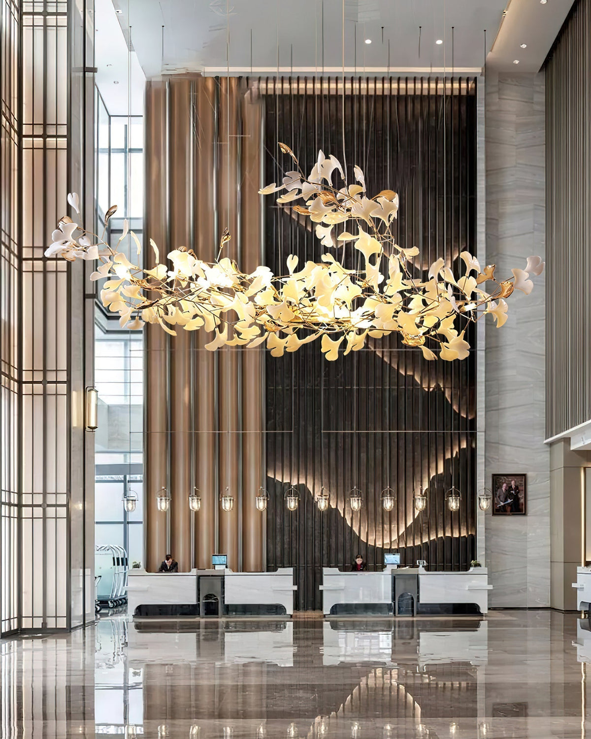 Unoryra Chandelier Postmoderne Céramique Nuage Ginkgo - Neutralighting
