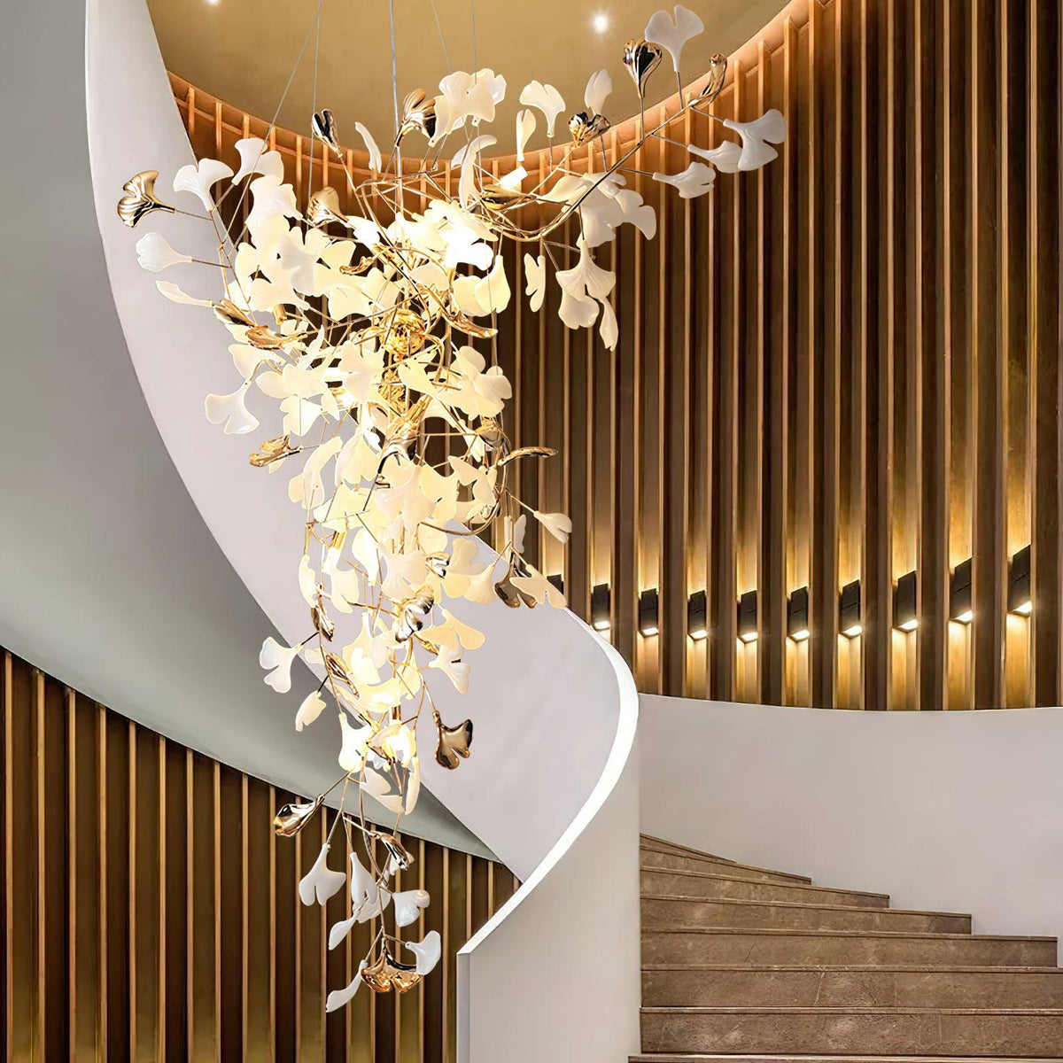 Olivia Céramique Gingko Lustre Pointe Volant - Neutralighting