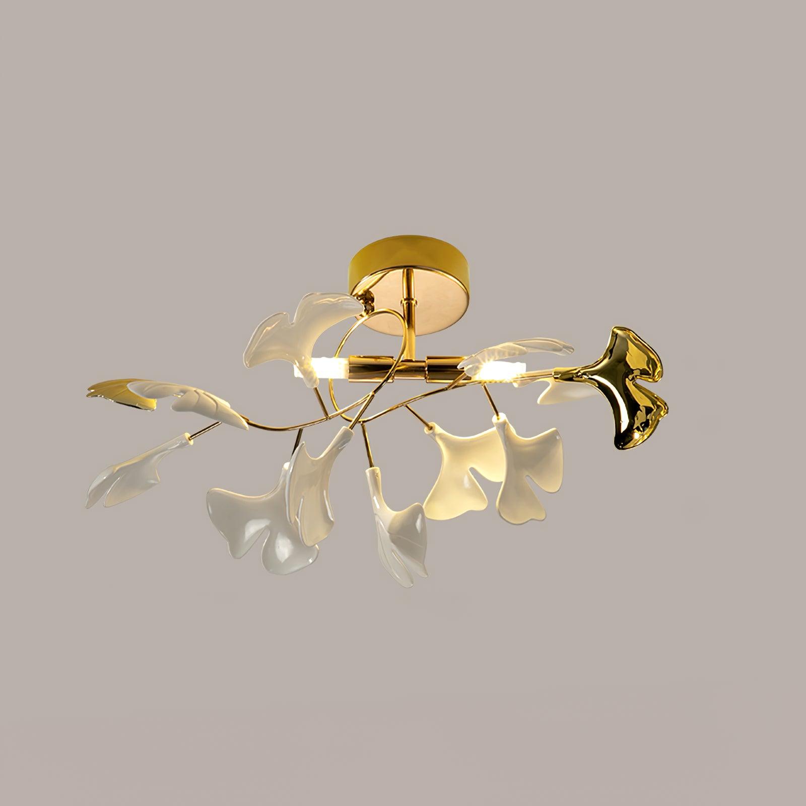 Solara Plafonnier Feuilles de Gingko avec Branches en Laiton - Neutralighting