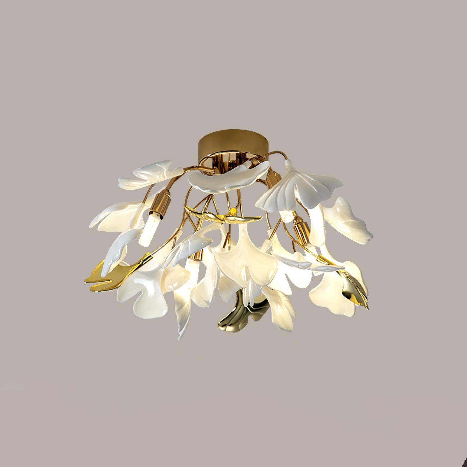 Solara Plafonnier Feuilles de Gingko avec Branches en Laiton - Neutralighting