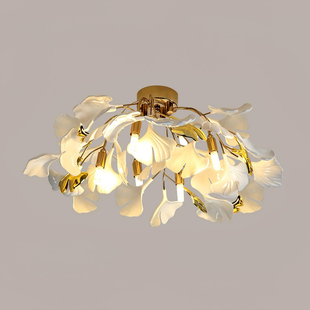 Solara Plafonnier Feuilles de Gingko avec Branches en Laiton - Neutralighting