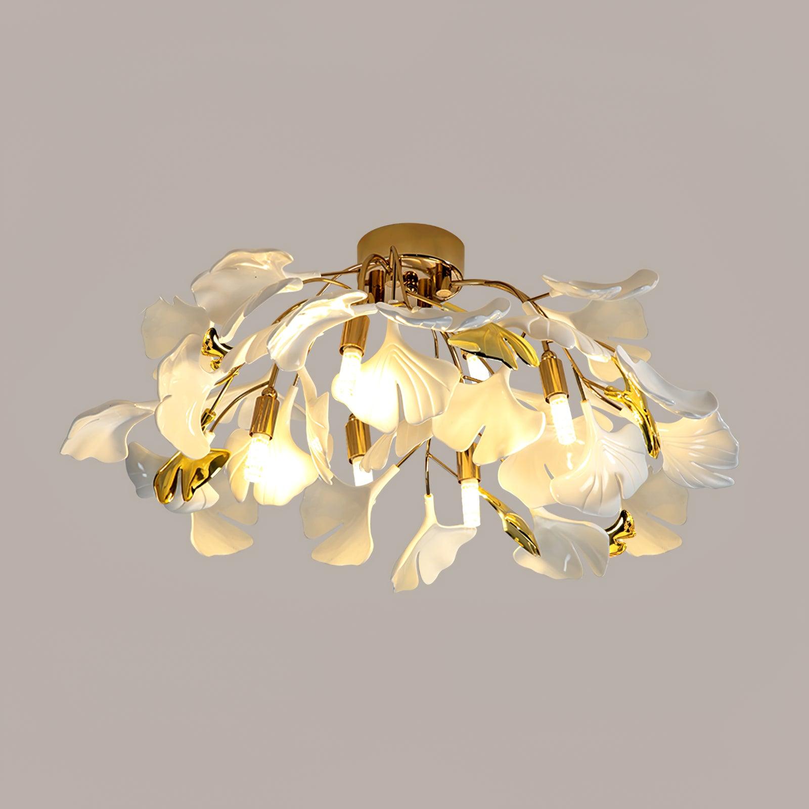 Solara Plafonnier Feuilles de Gingko avec Branches en Laiton - Neutralighting
