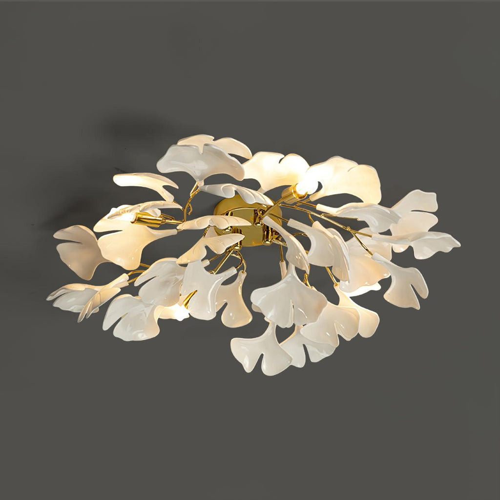 Solara Plafonnier Feuilles de Gingko avec Branches en Laiton - Neutralighting