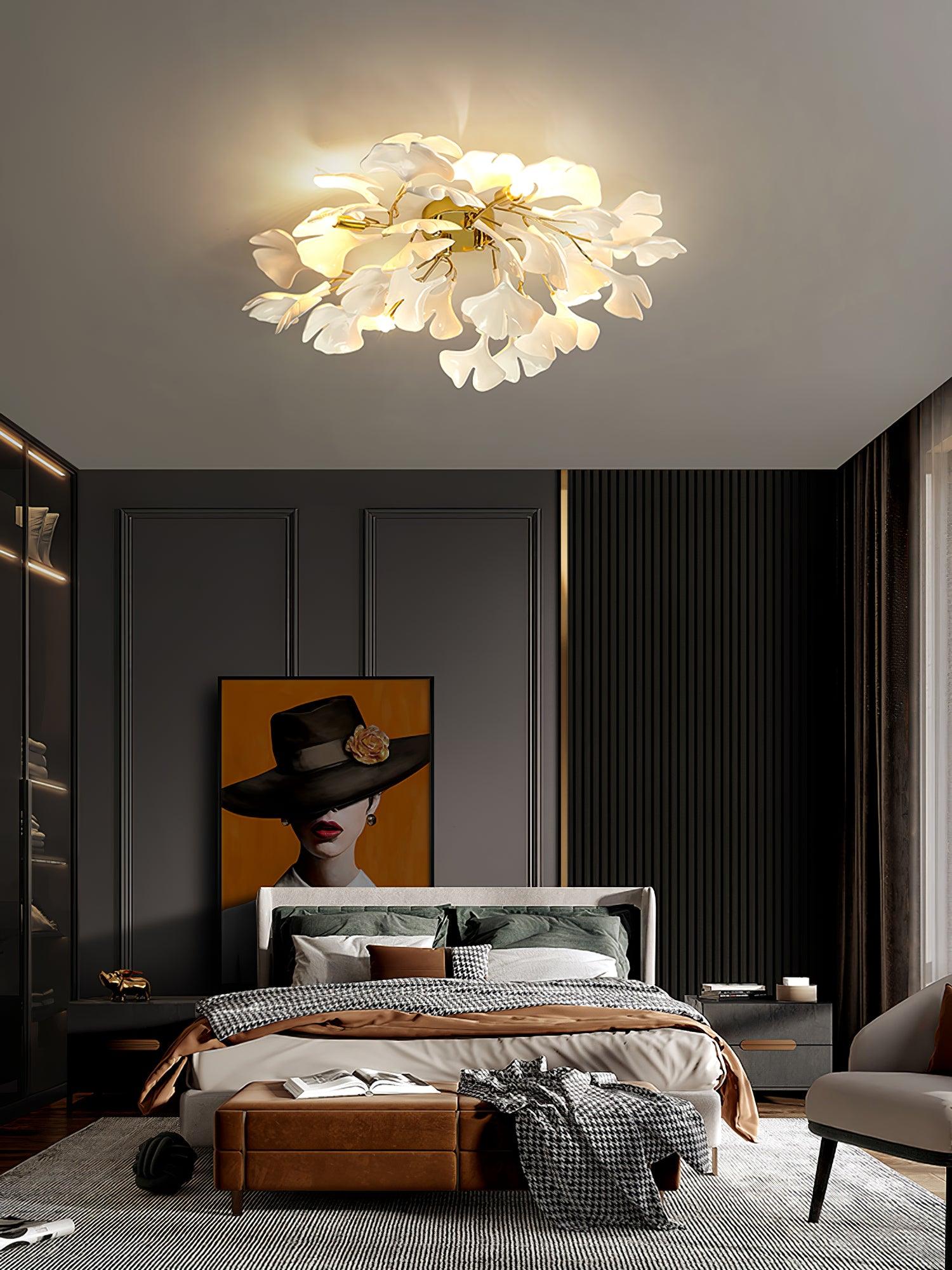 Solara Plafonnier Feuilles de Gingko avec Branches en Laiton - Neutralighting