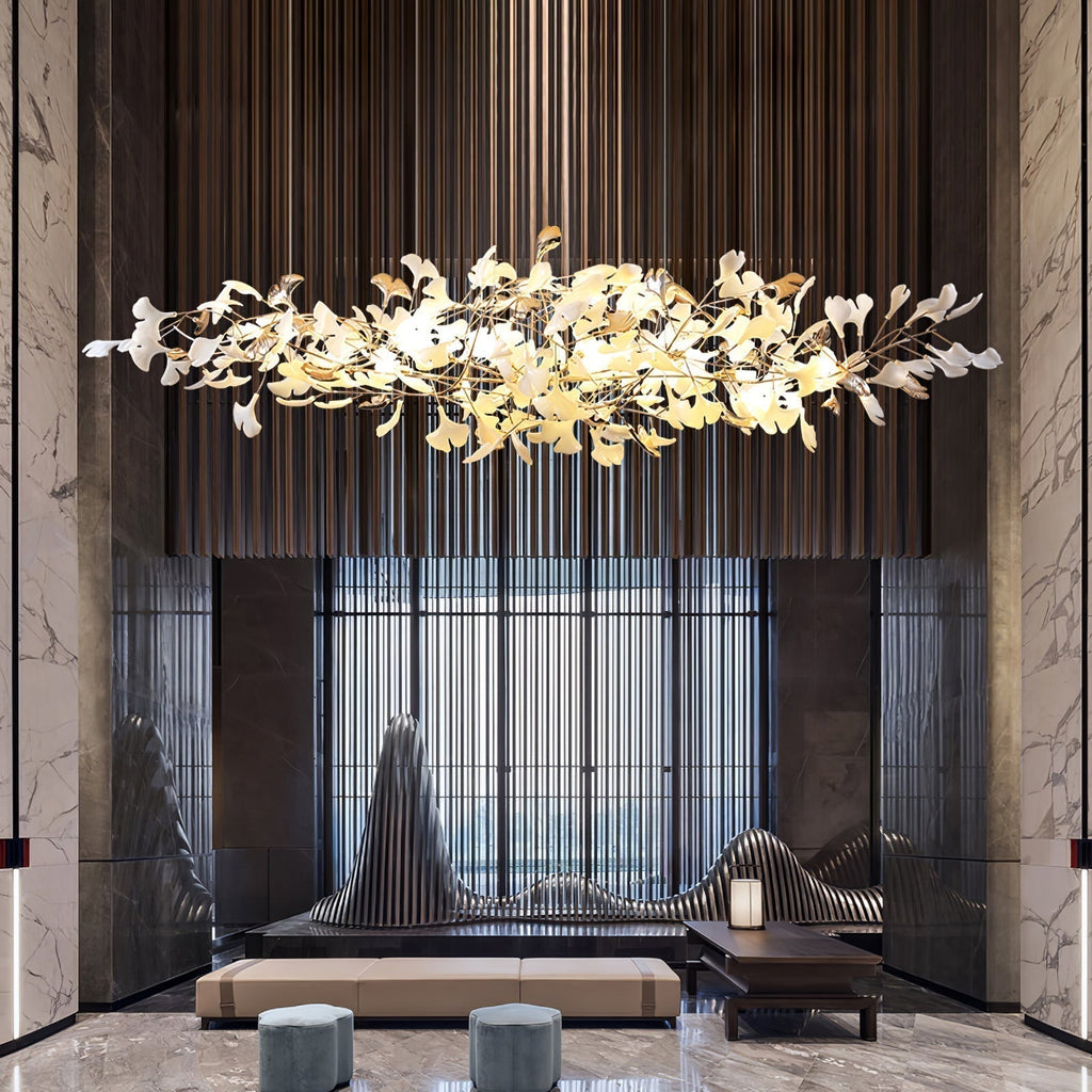 Unoryra Chandelier Postmoderne Céramique Nuage Ginkgo - Neutralighting