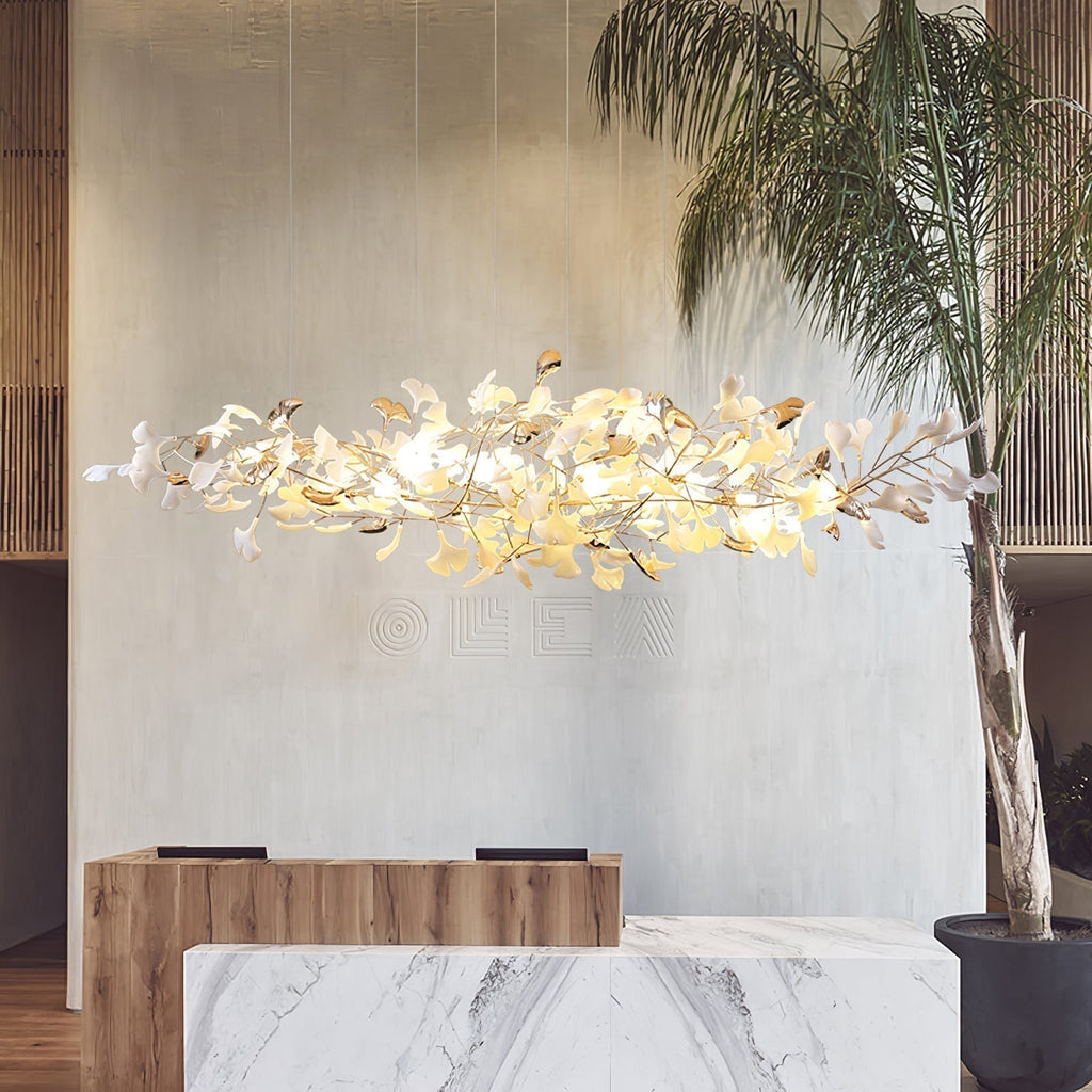 Unoryra Chandelier Postmoderne Céramique Nuage Ginkgo - Neutralighting