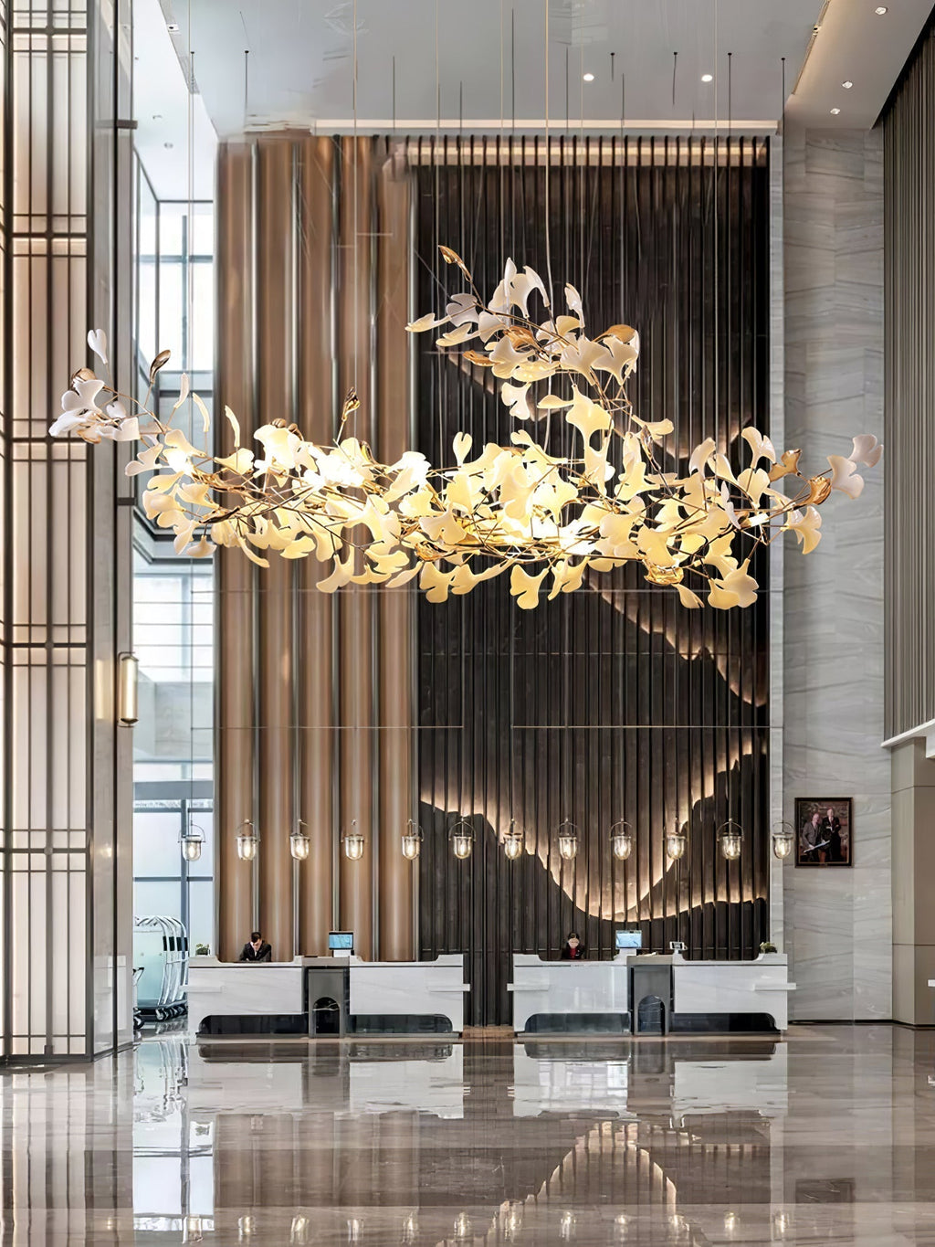 Unoryra Chandelier Postmoderne Céramique Nuage Ginkgo - Neutralighting