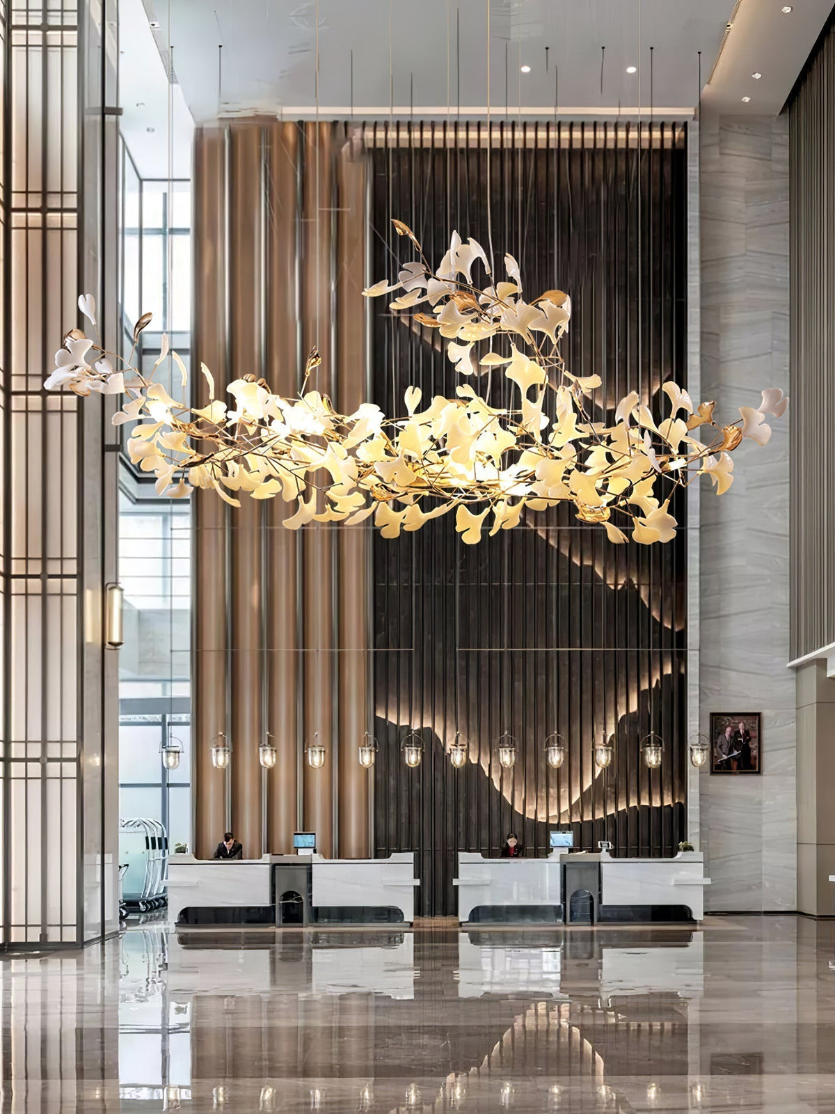 Unoryra Chandelier Postmoderne Céramique Nuage Ginkgo - Neutralighting