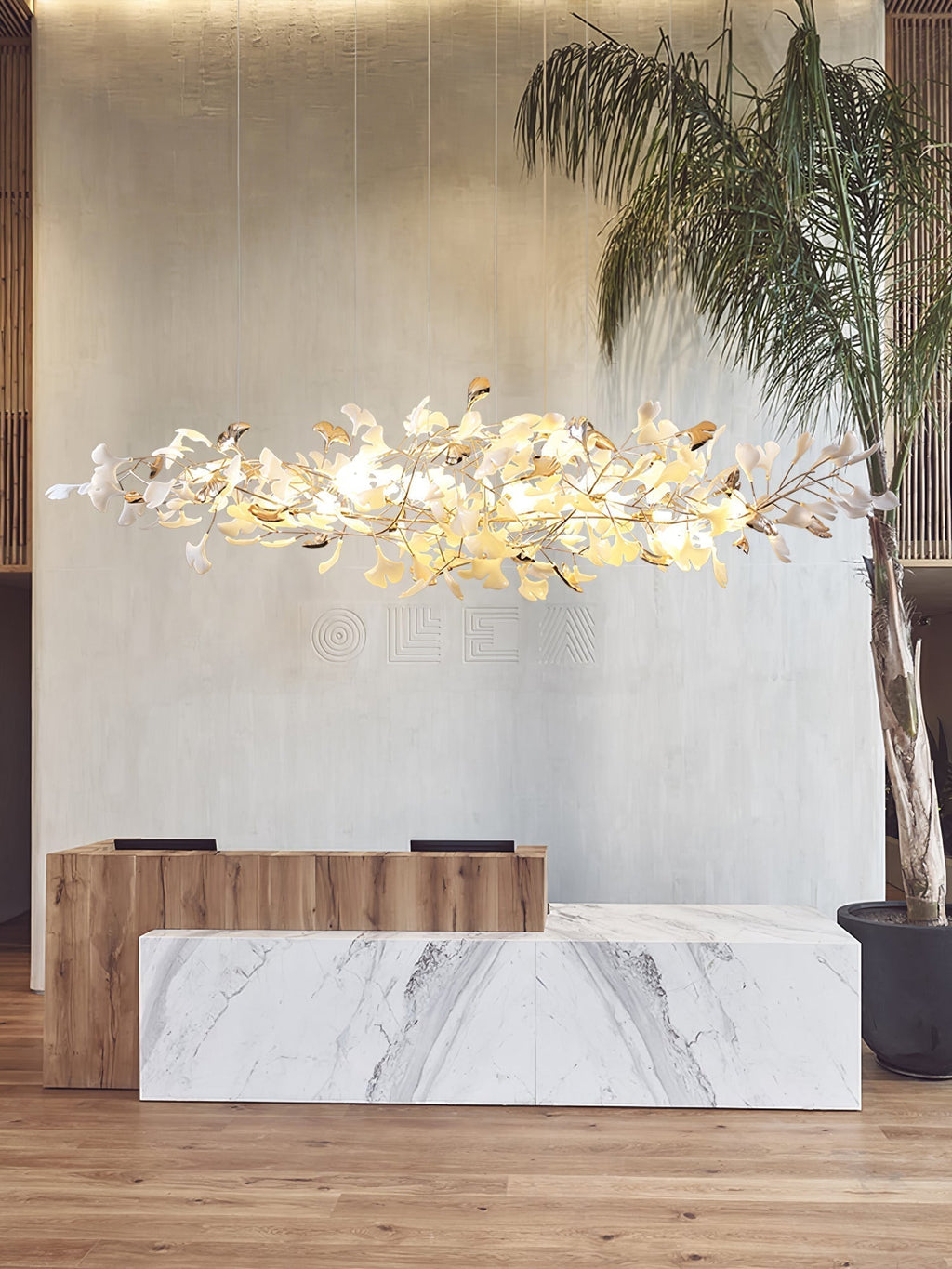 Unoryra Chandelier Postmoderne Céramique Nuage Ginkgo - Neutralighting